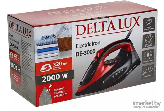 Утюг Delta LUX DE-3000 черный/красный