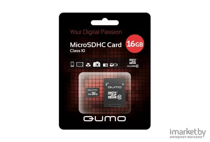 Карта памяти QUMO Micro SDHC 16 Gb Class 10 без адаптера [24630]