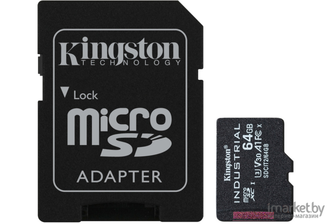 Карта памяти Kingston microSDHC 64Gb Class10 с адаптером [SDCIT2/64GB]