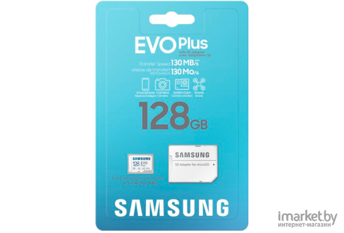 Карта памяти Samsung MicroSD EVO plus 128 ГБ [MB-MC128KA/RU]