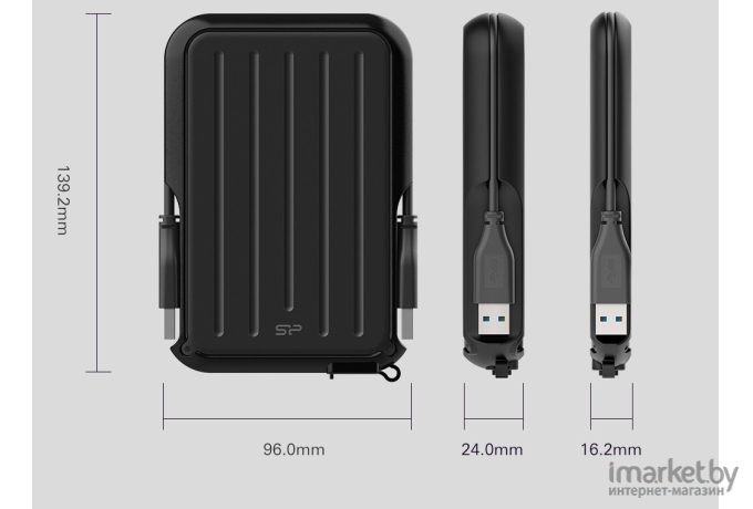 Внешний жесткий диск HDD Silicon-Power 4TB  Armor A66 [SP040TBPHD66LS3Y]