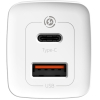 Сетевое зарядное устройство Baseus GaN2 Lite Quick Charger Type-C+USB 65W White (CCGAN2L-B02)