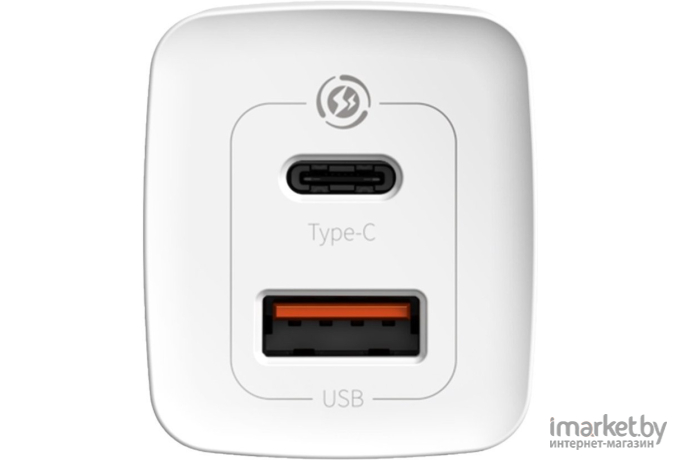 Сетевое зарядное устройство Baseus GaN2 Lite Quick Charger Type-C+USB 65W White (CCGAN2L-B02)