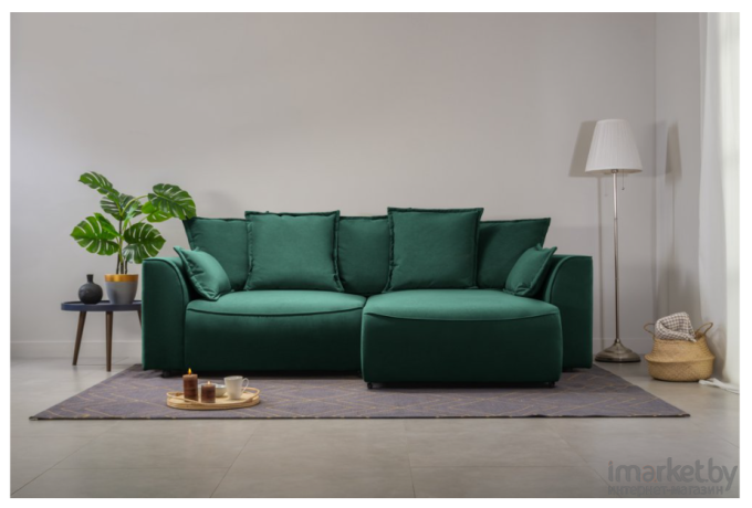 Угловой диван PirroGroup Напа Velvet Emerald зеленый 162215
