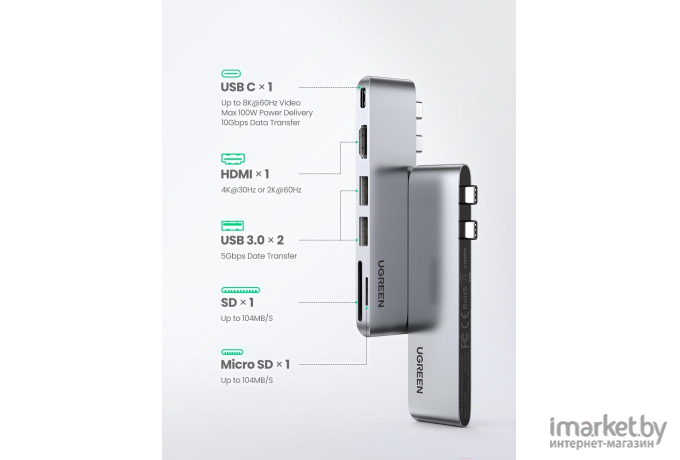 USB-хаб Ugreen CM380 (80856)