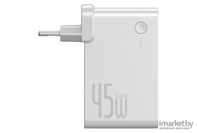 Сетевое зарядное устройство + внешний аккумулятор Baseus Power Station 2 in 1 Quick Charge Power Bank & Charger C+U 10000mAh 45W White (PPNLD-C02)