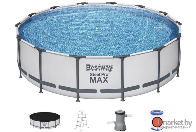 Каркасный бассейн Bestway Steel Pro Max 427х107 с фильтр-насосом и лестницей [56950]