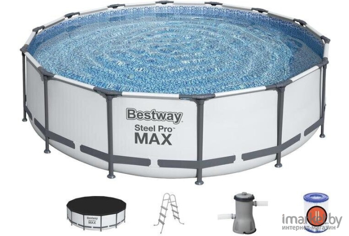 Каркасный бассейн Bestway Steel Pro Max 427х107 с фильтр-насосом и лестницей [56950]