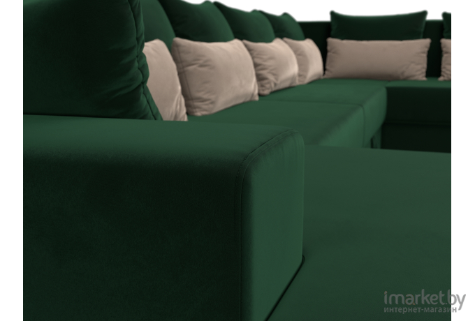 П-образный диван Mebelico Мэдисон - П 93 правый велюр зеленый/зеленый/бежевый
