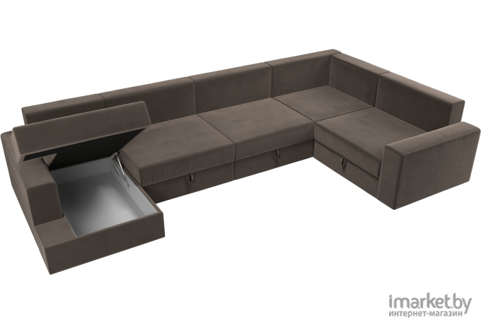 П-образный диван Mebelico Мэдисон - П 93 правый велюр коричневый