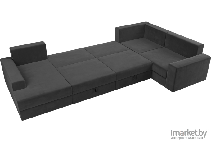 П-образный диван Mebelico Мэдисон - П 93 правый велюр серый/серый/бежевый