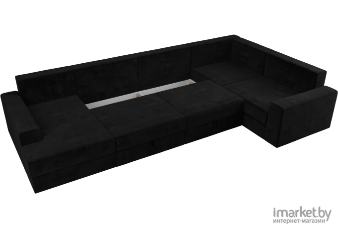 П-образный диван Mebelico Мэдисон - П 93 правый велюр черный