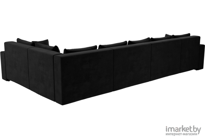 П-образный диван Mebelico Мэдисон - П 93 правый велюр черный/черный/бежевый