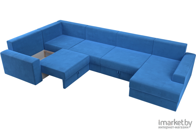 П-образный диван Mebelico Мэдисон - П 93 левый велюр голубой