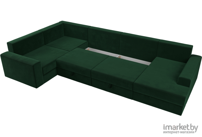 П-образный диван Mebelico Мэдисон - П 93 левый велюр зеленый/зеленый/бежевый