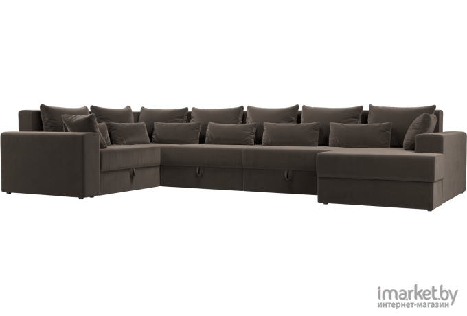 П-образный диван Mebelico Мэдисон - П 93 левый велюр коричневый