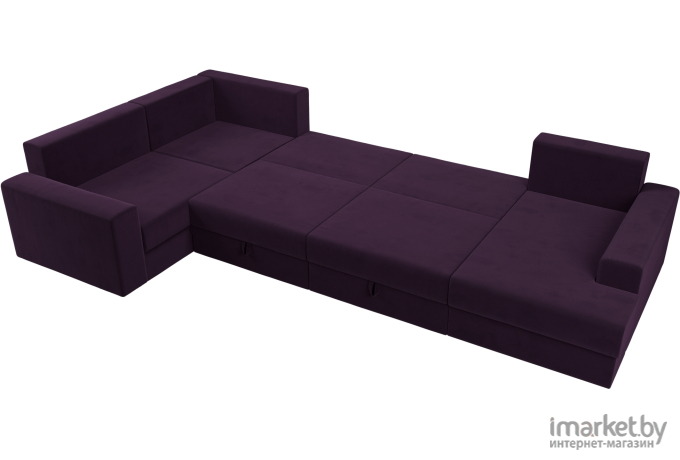 П-образный диван Mebelico Мэдисон - П 93 левый велюр фиолетовый/фиолетовый/бежевый