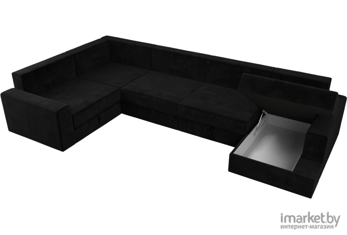 П-образный диван Mebelico Мэдисон - П 93 левый велюр черный