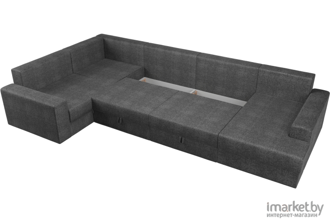 П-образный диван Mebelico Мэдисон-П 93 левый рогожка серый+коричневый