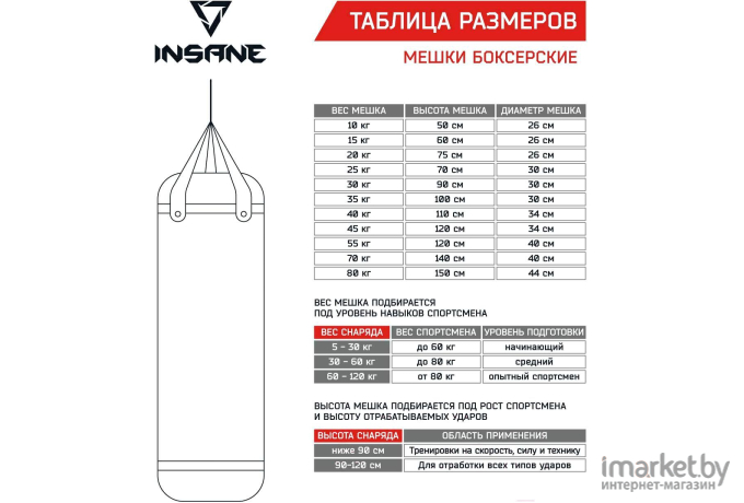 Боксерский мешок Insane PB-01 10 кг черный [PB-01 черный 10 кг]