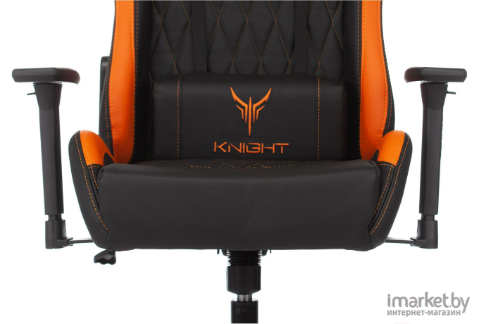 Офисное кресло Бюрократ Knight Armor ромбик экокожа с подголовником крестовина металл черный/оранжевый [Knight Armor BO]