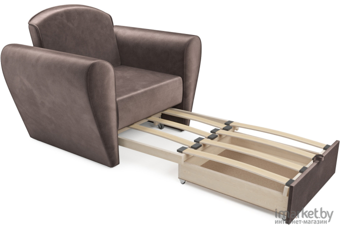 Кресло-кровать Mebel-Ars Квартет бархат серо-шоколадный