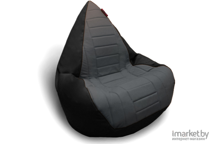 Бескаркасное кресло byROOM Капля экокожа/декоративная отделка черный/серый
