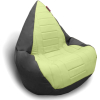 Бескаркасное кресло byROOM Капля экокожа/декоративная отделка серый/салатовый