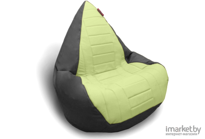 Бескаркасное кресло byROOM Капля экокожа/декоративная отделка серый/салатовый