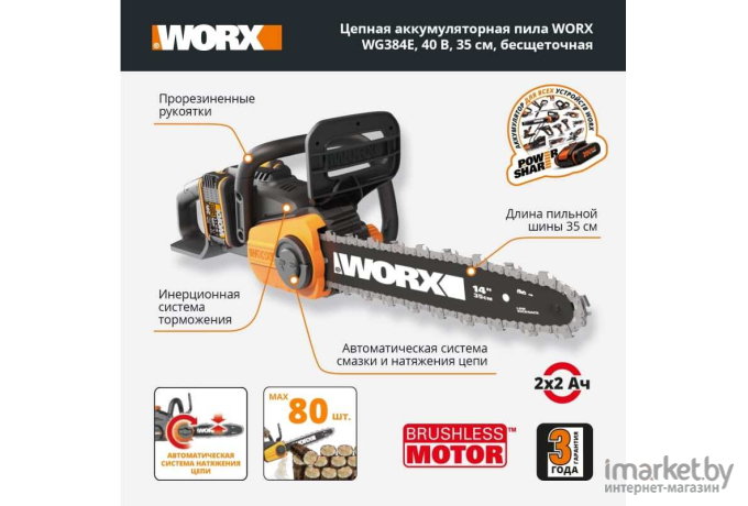 Электропила Worx WG384E