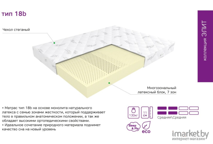 Матрас EOS Элит 18b 80x186 жаккард [112eosmb_t18b_80x186zn]