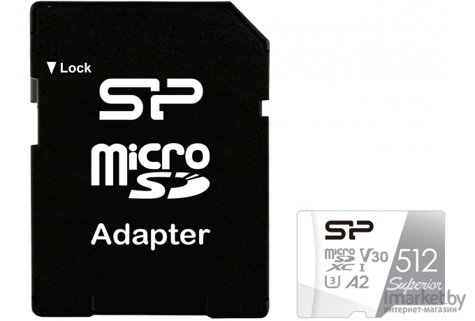 Карта памяти Silicon-Power microSDXC 512Gb Superior + adapter [SP512GBSTXDA2V20SP]