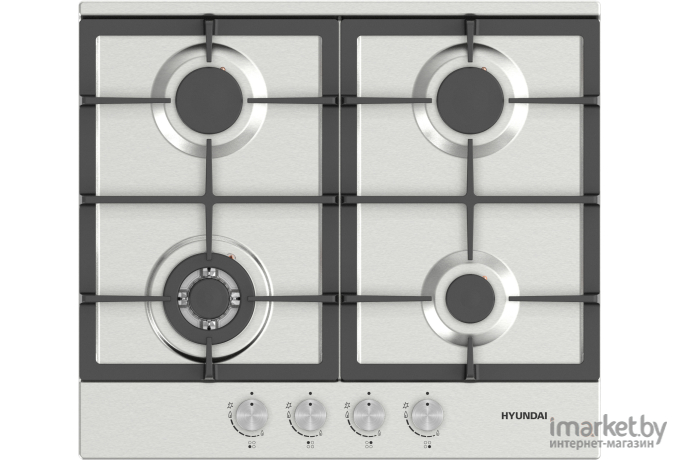 Варочная панель Hyundai Газовая HHG 6434 IX нержавеющая сталь [HHG 6434 IX]