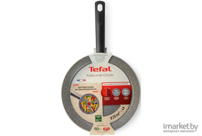 Сковорода Tefal Natural Cook 04211128 круглая 28см ручка несъемная (без крышки) серый [9100046096]