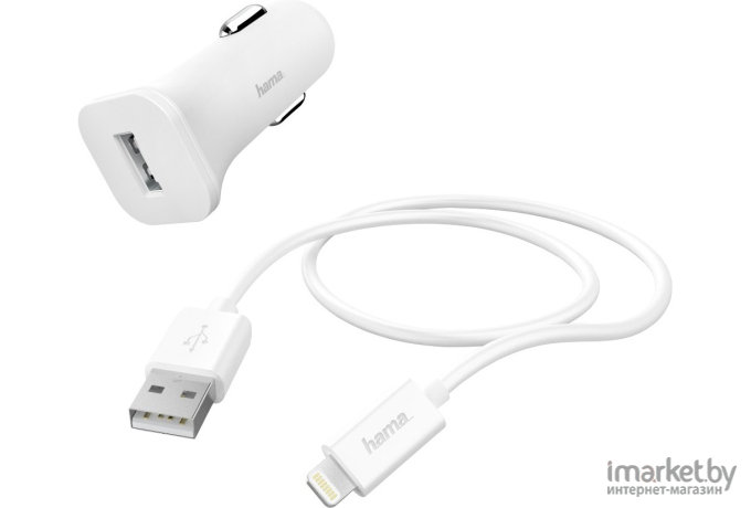 Зарядное устройство Hama H-183291 1A кабель Apple Lightning белый [00183291]