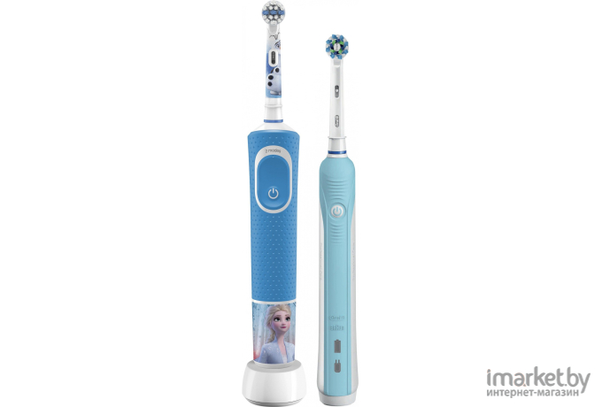 Электрическая зубная щетка Oral-B Family Edition Pro 1 700+Kids Frozen бирюзовый/синий