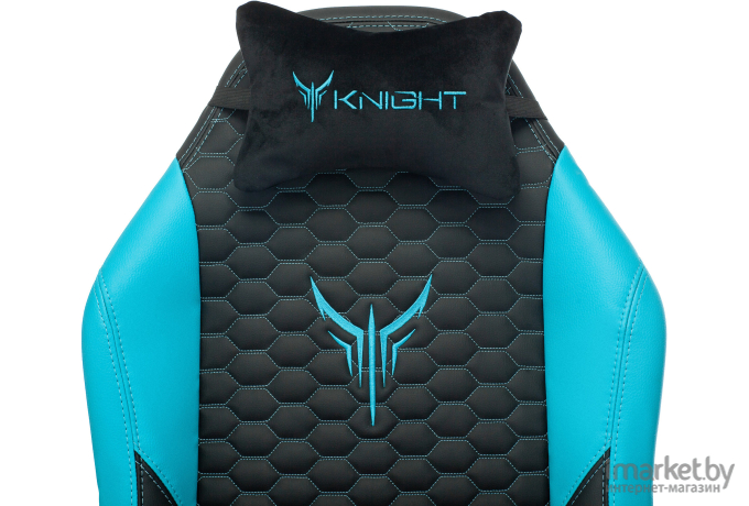 Офисное кресло Бюрократ Knight Neon соты эко.кожа с подголов. крестовина металл черный/голубой [KNIGHT NEON LBLUE]