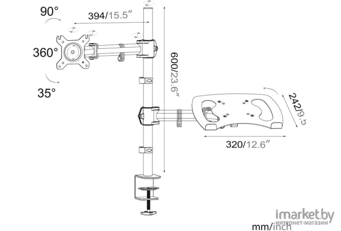 Кронштейн CACTUS CS-VM-LH07-AL серебряный