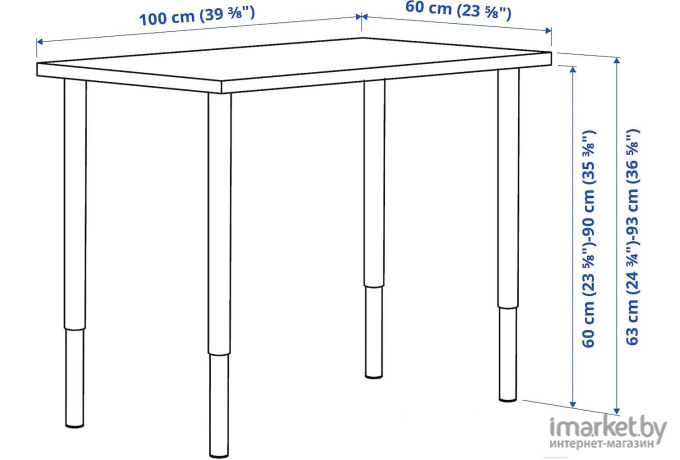 Стол письменный Ikea Линнмон / Олов белый/черный [394.161.97]