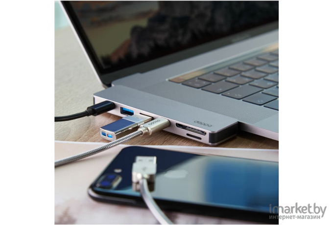 Стартовый провод Deppa Адаптер Deppa USB-C адаптер для Macbook золото (72219)