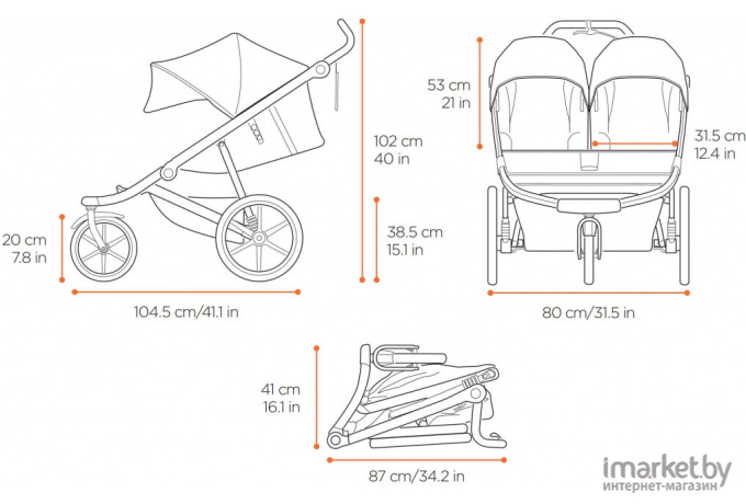 Коляска прогулочная «книга» Thule Urban Glide 2 Double 2021 (jet black)