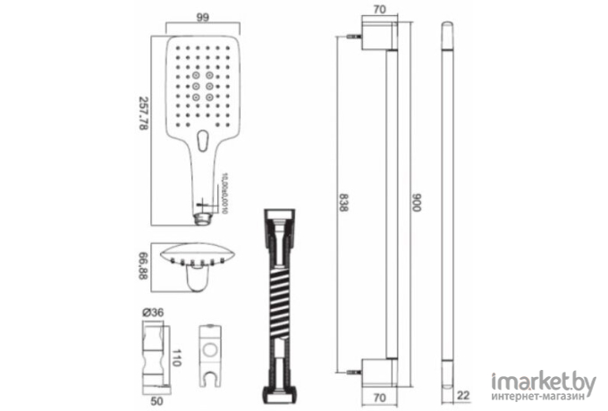 Душевой гарнитур Bravat Square (D157CP-1)