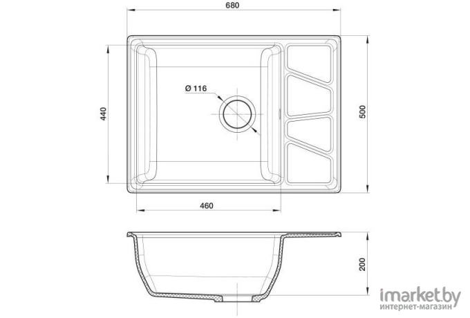 Кухонная мойка GranFest GF-V-680L (белый)