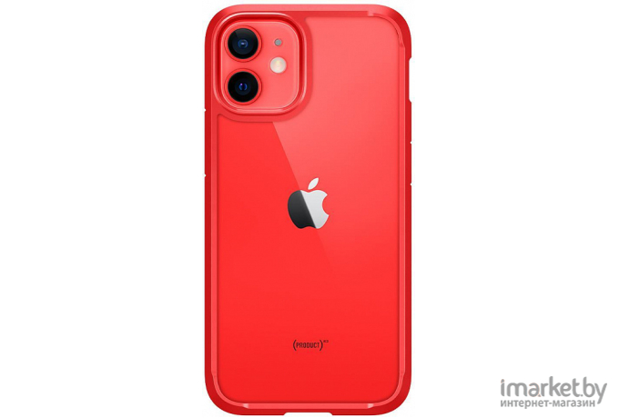Чехол для iPhone 12 Mini гибридный Spigen SGP Ultra Hybrid прозрачно-красный