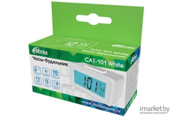 Часы-будильник Ritmix CAT-101 White