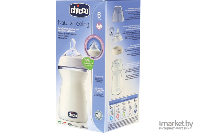 Бутылочка для кормления Chicco Natural Feeling 00080737000050 (330 мл, белый)