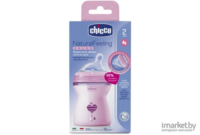 Бутылочка для кормления Chicco Natural Feeling 00080825110000 (250 мл, розовый)