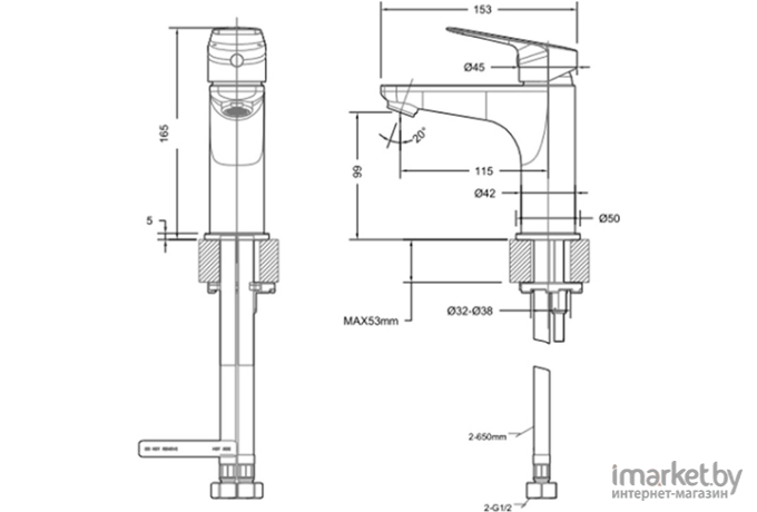 Смеситель Bravat Rhein F1429564BW-9-ENG