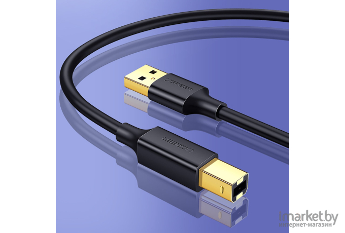 Кабель UGREEN US135-20846 USB 2.0 AM to USB 2.0 BM, 1m, Black