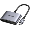 Картридер UGREEN CM387-80798; USB-C to SD/TF + USB 2.0; Space Gray
